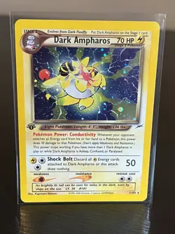 Dark Ampharos 1/105 1st Edition Neo Destiny Rare Pokemon Card Holo SWIRL READ* - Image 2