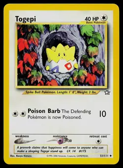 Pokemon Card - Togepi Neo Genesis 51/111 Uncommon Non Holo - Image 1