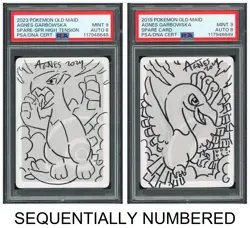 Pokemon PSA 9 AUTO 8*2 Spare Card Ho-Oh & Lugia Agnes Garbowska 2023 Old Maid - Image 1