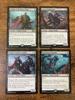 Lot of 4 MTG Black Knight Ebon Legion, Ayara's Oathsworn, Dusk Shadow, Paragon - Image 1