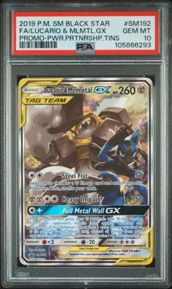 Lucario & Melmetal GX PSA 10 SM192 English Pokemon Card 2019 Tin Promo Alt Art - Image 1