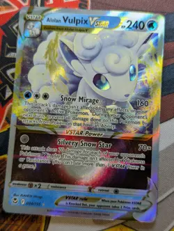 Pokemon TCG Alolan Vulpix Vstar Silver Tempest 034/195 Holo Ultra Rare NM - Image 1