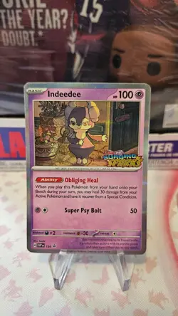 2024 Indeedee 154 Pre-Release Stamped Black Star Promo Pokemon Card - Image 1
