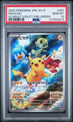 Pikachu - 001/SV-P Promo IR Card Holo (Japanese) PSA 10 Full Art Rare Preorder - Image 1