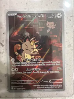 Team Rockets Meowth 203/182 SV10 Destined Rivals Illustrated Card Mint Condition - Image 1