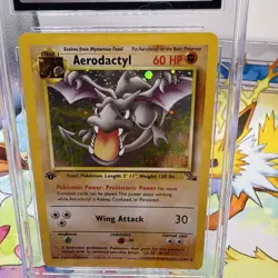 CGC 8.5 Aerodactyl Fossil 1st Edition Cosmos Holo 1/62 Prerelease Pokemon Card - Image 3
