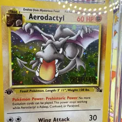 CGC 8.5 Aerodactyl Fossil 1st Edition Cosmos Holo 1/62 Prerelease Pokemon Card - Image 4