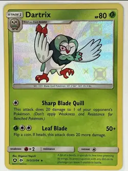 Pokemon TCG Dartrix SV3/SV94 Hidden Fates Shiny Vault Holo Rare Card NM - Image 1