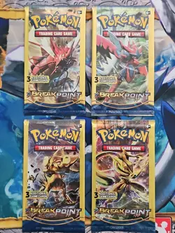 Pokemon XY BREAKpoint 3 Card Mini Booster Packs Complete Art Set Lot of 4 - Image 1