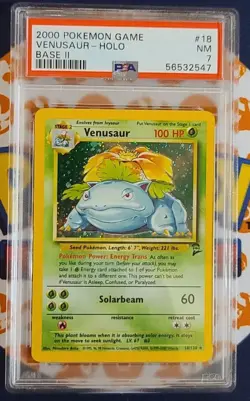 Venusaur 18/130 Holo Base Set II 2 WOTC 2000 Pokemon Card PSA 7 NM - Image 5
