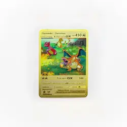 Pokemon Gold Metal Card - Charizard Charmander Charmeleon Evolution Display - Image 1