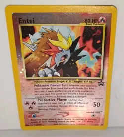 2001 Pokemon TCG Entei Black Star Promo #34 Reverse Holo Swirl NM Nintendo WOTC - Image 1