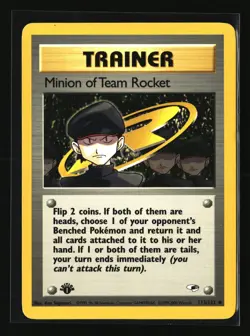 Pokemon MINION OF TEAM ROCKET 113/132 1st Edition 2000 Gym Heroes LP/Light Play - Image 1