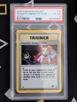 Pokemon ROCKET'S SNEAK ATTACK Trainer 16/82 Holo Rare Team Rocket PSA 6 🍒 - Image 1