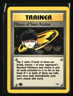Pokemon MINION OF TEAM ROCKET 113/132 1st Edition 2000 Gym Heroes LP/Light Play - Image 1