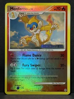 Pokemon Monferno Reverse Holo Stamped Card #56/130 Diamond and Pearl Edition LP+ - Image 1