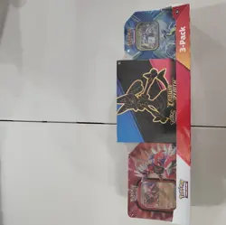 POKEMON Trading Cards TCG Costco 3 Pack Bundle CROWN ZENITH ETB + 2TINS NEW SEAL - Image 1