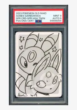 Pokemon PSA 9 AUTO 9 Spare Card Umbreon & Espeon Agnes Garbowska 2023 Old Maid - Image 1
