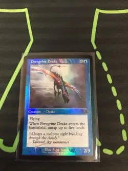 MTG Magic The Gathering Perigrine Drake Foil Retro Frame Blue Commander - Image 1