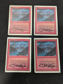 Lightning Bolt Playset 4x Unlimited Christopher Rush Auto Signed MtG Magic - Image 1