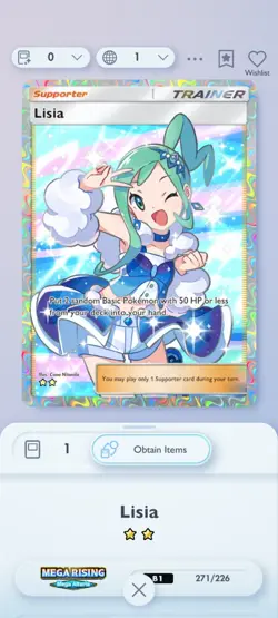 Pokemon Tcg Pocket Trade 2star Lisia Trainer Card - Image 1