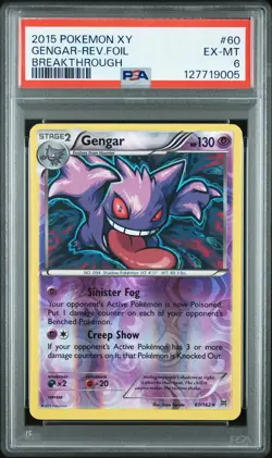 2015 Pokemon Xy Breakthrough Gengar Reverse Holo Foil #60 Breakthrough PSA 6 - Image 1