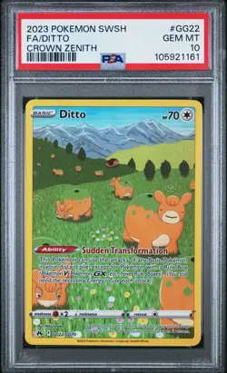 2023 POKEMON SWORD & SHIELD CROWN ZENITH #GG22 FULL ART/DITTO PSA 10 - Image 1