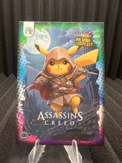 Assassins Creed (Pikachu) #100 - Galaxy Holo - Electric Pikachu Cosplay Pokemon - Image 1