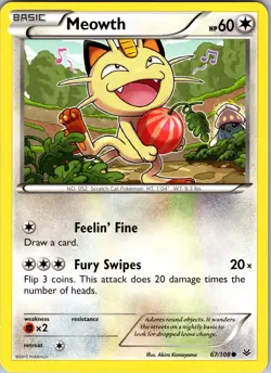 Pokemon TCG Meowth XY Roaring Skies 67/108 Regular Common Card NM - Image 1