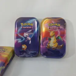 Set of 4 EMPTY Pokemon Kanto Power Mini Tins from 2019 W/ Art Cards NO MEWTWO - Image 3