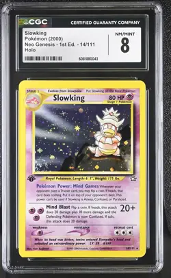 CGC 8 Slowking 2000 Neo Genesis 1st Edition 14/111 Holo SWIRL Pokemon Card - Image 1