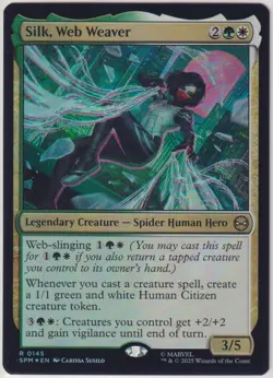 FOIL SILK, WEB WEAVER mtg NM Marvel's Spider-Man 1 Rare - Image 1