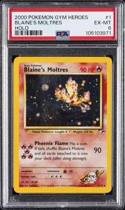 2000 POKEMON GYM HEROES HOLO #1 BLAINE'S MOLTRES PSA 6 - Image 1
