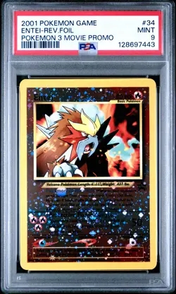 2001 POKEMON GAME MOVIE POKEMON 3 MOVIE PROMO #34 ENTEI-REVERSE FOIL PSA 9 - Image 1