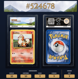 Growlithe 28/102 - Pokemon TCG Base Set Unlimited - Graded 9 by ACE Grading - Image 3