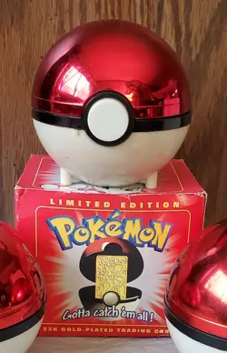 Pokemon Poke Ball 1999 Burger King, Mewtwo 23k Gold Plated Trading Card With Box - Image 1
