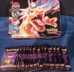 Pokemon Charizard Tin Lunch Box No Dents BONUS 19 Trick or Trade Card Packs! - Image 1