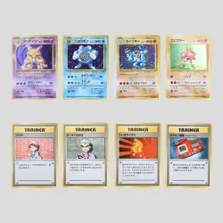 Japanese pokemon card old back vintage Base Set set 8 Alakazam Poliwrath Machamp - Image 2