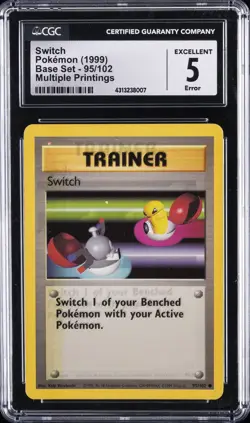 1999 POKEMON BASE SET MULTIPLE PRINTINGS #95 SWITCH CGC 5 - Image 1