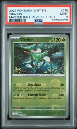 2025 POKEMON WHT EN-WHITE FLARE 010 VIRIZION MASTER BALL PSA 9 - 132981320 - Image 1