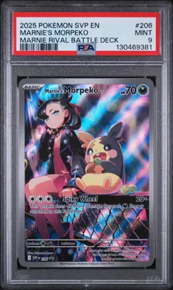 MARNIE'S MORPEKO #206 BLACK STAR PROMO 2025 POKEMON SVP MARNIE BATTLE DECK PSA 9 - Image 1