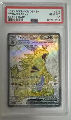 2023 Pokemon Obsidian Flames OBF Tyranitar EX Ultra Rare #211 PSA 10 - Image 1