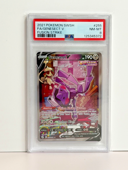 2021 POKEMON GENESECT V #255 SWORD & SHIELD FUSION STRIKE FULL ART/ PSA 8 MINT - Image 1