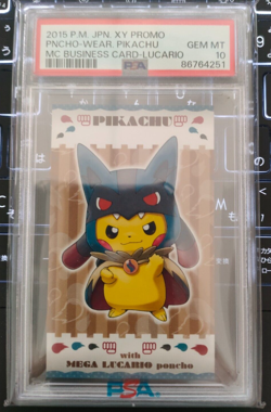 PSA 10 Poncho Pikachu Mega Lucario Promo Business Card Japanese Pokemon 2015 - Image 1