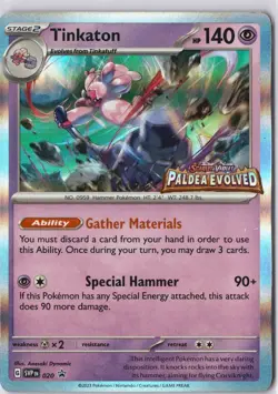 Tinkaton SVP 020 Paldea Evolved Black Star Promo Pokemon Card LP - Image 2