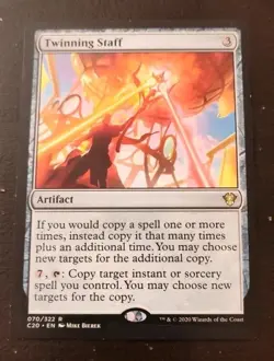 1x Mtg Twinning Staff Commander 2020 Magic Artifact Card Rare / Used #070 - Image 1