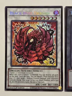 Black Rose Dragon L5DD-ENS02 Secret Rare Chibi Yugioh 1st Edition + Token Card - Image 2