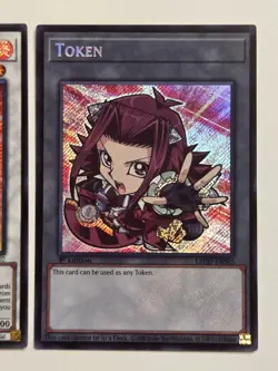 Black Rose Dragon L5DD-ENS02 Secret Rare Chibi Yugioh 1st Edition + Token Card - Image 3