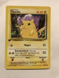 Pokemon Pikachu TCG Base Set 1st Edition Common Card 58/102 German - Image 1