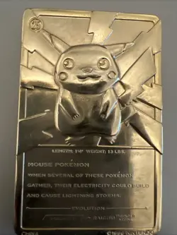 1999 Pokemon Burger King Pikachu 24K Gold Plated Limited Edition Card - Image 2